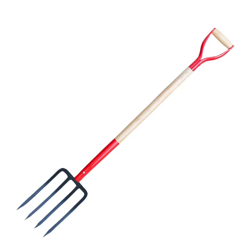 Spade Digging Fork - 4개의 톱니가 있는 강철 철제 포크