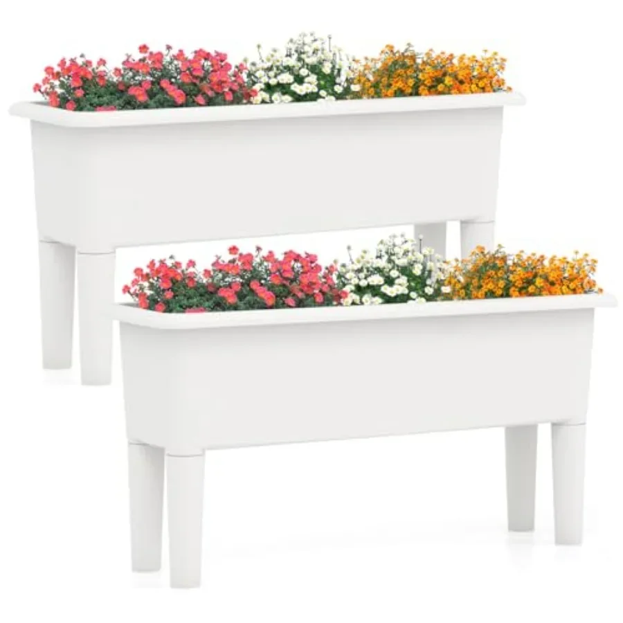Self-Watering Planter - 2개 세트의 야외용 높이 조절형 화분,
