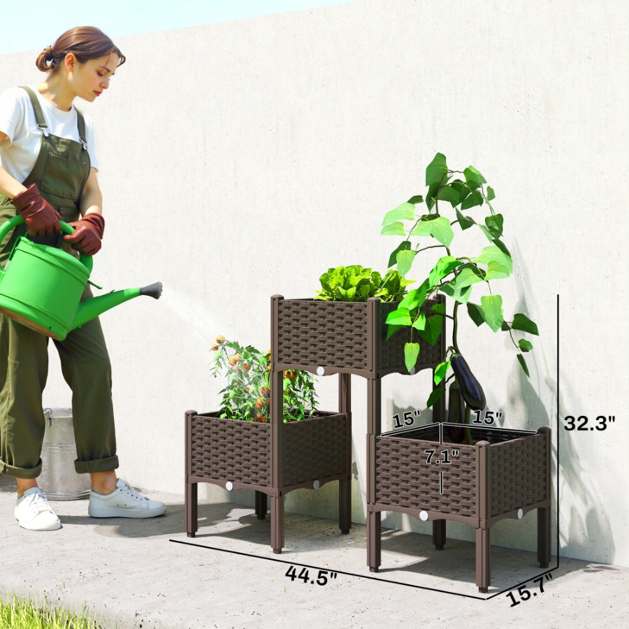 다리가 달린 플라스틱 높이 조절형 화분, 배수구와 마개 - Self-Watering Planter 리뷰 및 가격
