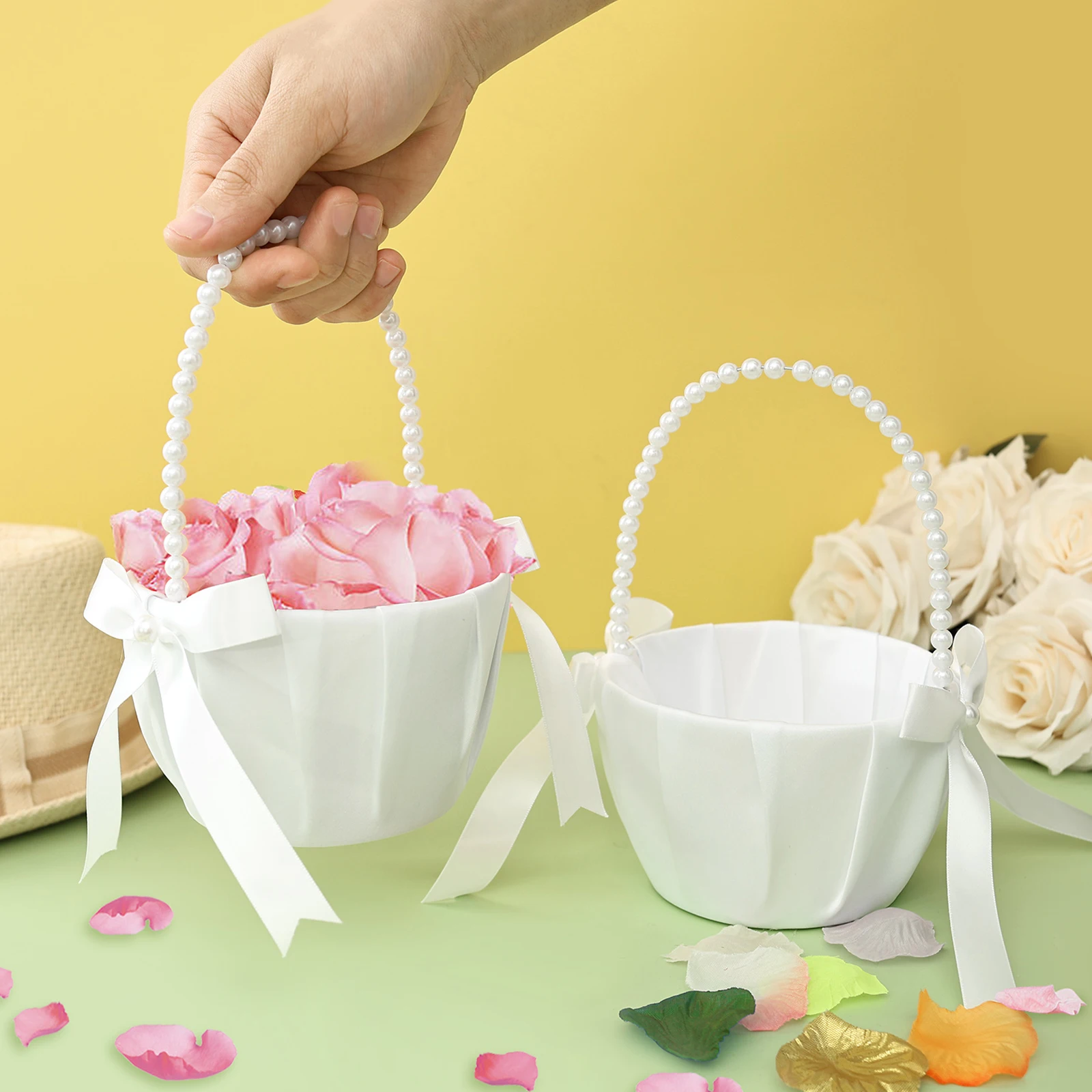 2Pcs 웨딩 플라워 걸 바구니 Bowknot Sati - Gardening Tools Girls 리뷰 및 가격